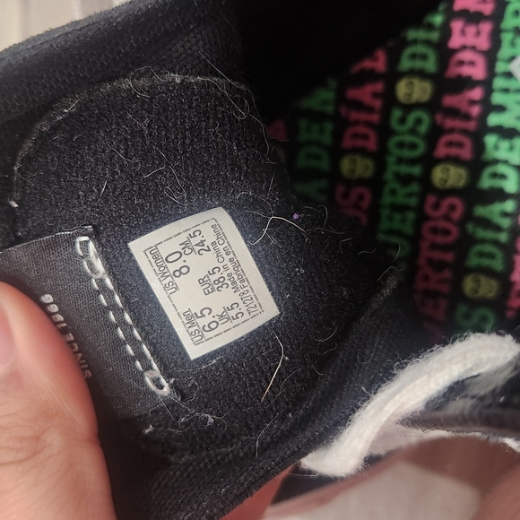 Black High-Top Sneakers with Floral Skull Design - Picture 3 of 3